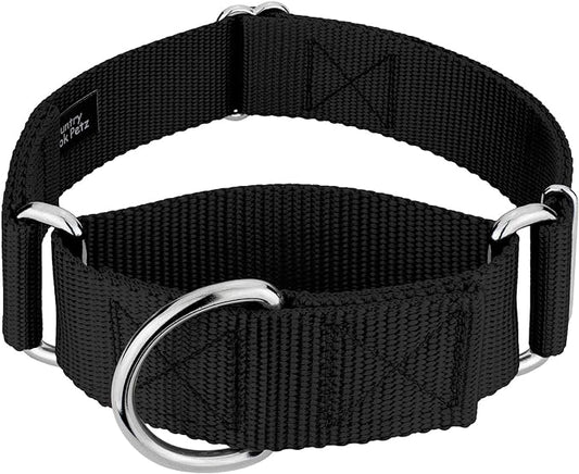 Country Brook Petz 1 1/2 Inch Martingale Heavy Duty Nylon Adjustable Dog Collar for Small, Medium, Large Breeds - Vibrant 17 Color Selection (Black, Extra Large)