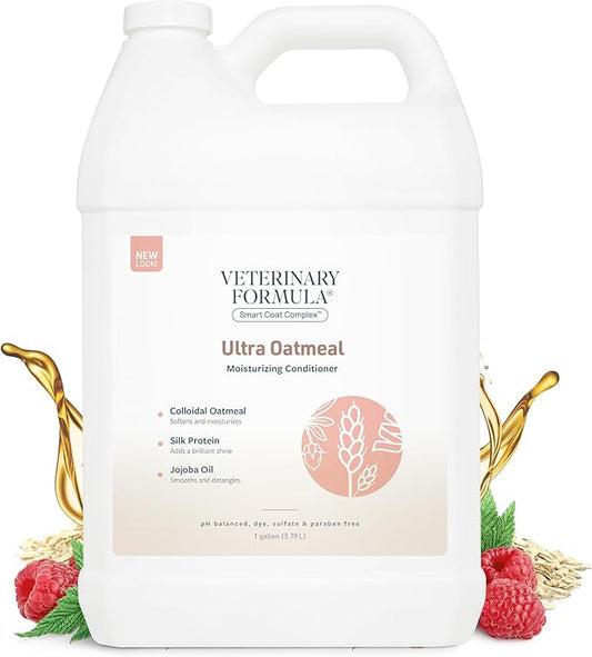 Veterinary Formula Smart Coat Complex Ultra Oatmeal Moisturizing Conditioner for Dogs, 128 Fl oz / 1 Gal – w/ Colloidal Oatmeal & Jojoba – Leaves Coat Soft, Shiny, Hydrated, Strong, Long-Lasting Scent