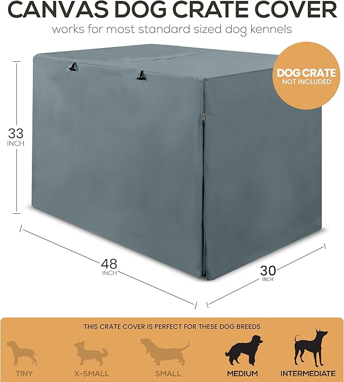Utopia Home Dog Crate Cover, Waterproof Dog Kennel Cover 48 Inch - Gray, 600D Heavy Duty Dog Cage Cover Universal Fit for Most Wire Pet Crates - 48 x 30 x 33 Inch (Cover Only)