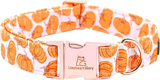 Lionheart glory Halloween Dog Collars Pumpkin Dog Collar Heavy Duty Adjustable Fall Dog Collar for Medium Collar Dog Female or Male Dog Collar