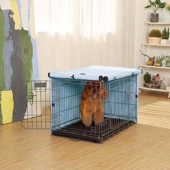 X-ZONE PET Double Door Dog Crate Cover - Polyester Pet Kennel Cover Fits 42 inches Wire Dog Cage Blue