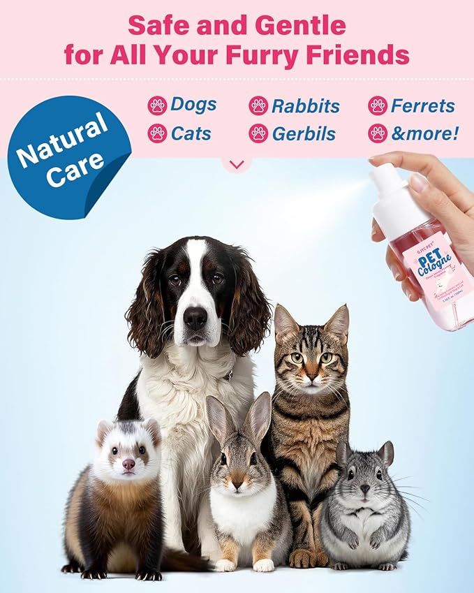 Dog & Cat Perfume | Long-Lasting Baby Powder Scent Deodorizing Spray | Fur-Conditioning Cologne, Non-Sticky Formula | Travel-Friendly, 3.38 fl. oz