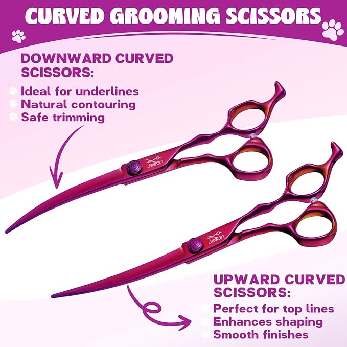 JASON 8" 26 Tooth Chunkers Shears for Dogs Ergonomic Cats Grooming Scissors & JASON Dog Grooming Scissors Set - Professional 6 in 1 Dog Shears Set