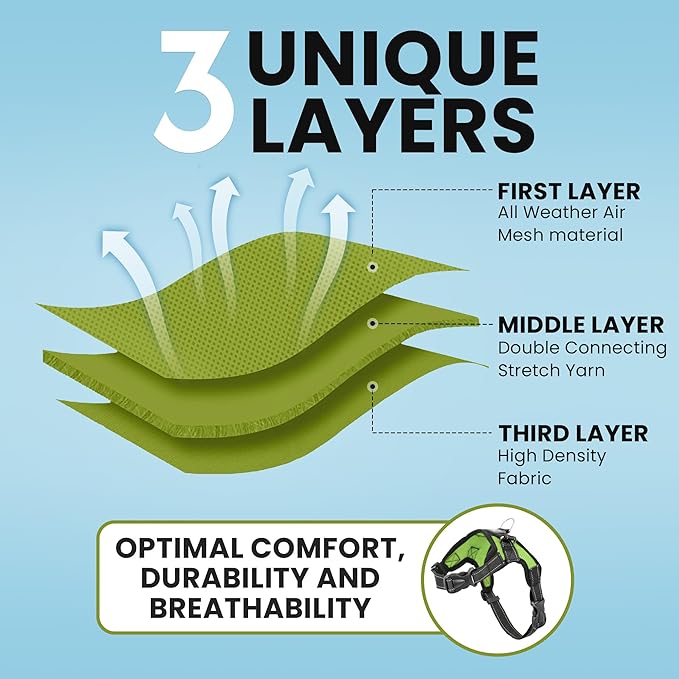 No Pull Reflective Adjustable Dog Harness With Handle- Comfortable Soft All Weather Mesh, Easy On Puppy Harness For Small Medium and Large Dogs (Green) XX-Small