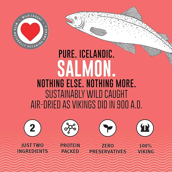 Icelandic+ Fish Chips: Salmon 2.5oz - Dog Treats, for Medium-Large Dogs, Natural 2 Ingredient Air-Dried Crunchy Treats