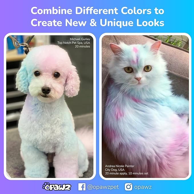 OPAWZ Color Depositing Shampoo for Dogs, Semi-Permanent Dog Hair Dye Coloring Safe Shampoo, Non-Toxic Colorwash Shampoo for Pets (Purple, 16.94 fl.oz / 500mL)