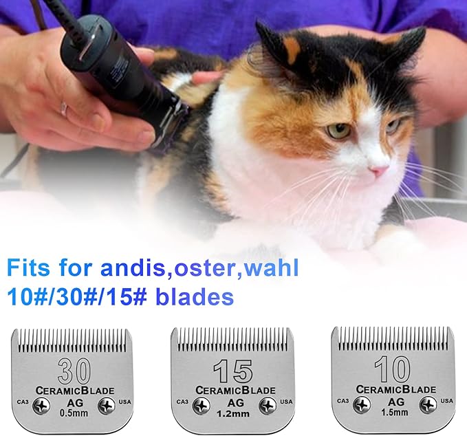Professional Animal Stainless Steel 5 Color Guide Comb Set for 10#/15#/30#Detachable Blade,Compatible with Andis, Oster A5, Wahl KM Series Guards Clipper(Cutting Length 3mm-16mm)