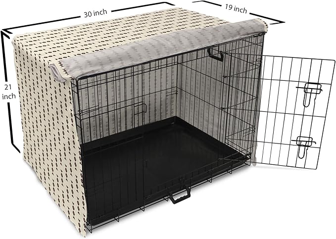 Lunarable Contemporary Brown Dog Crate Cover, Pattern of Repeating Triangular Simple Modern Concept, Easy to Use Pet Kennel Cover for Cats & Medium Dogs, 30 Inch, Eggshell and Seal Brown