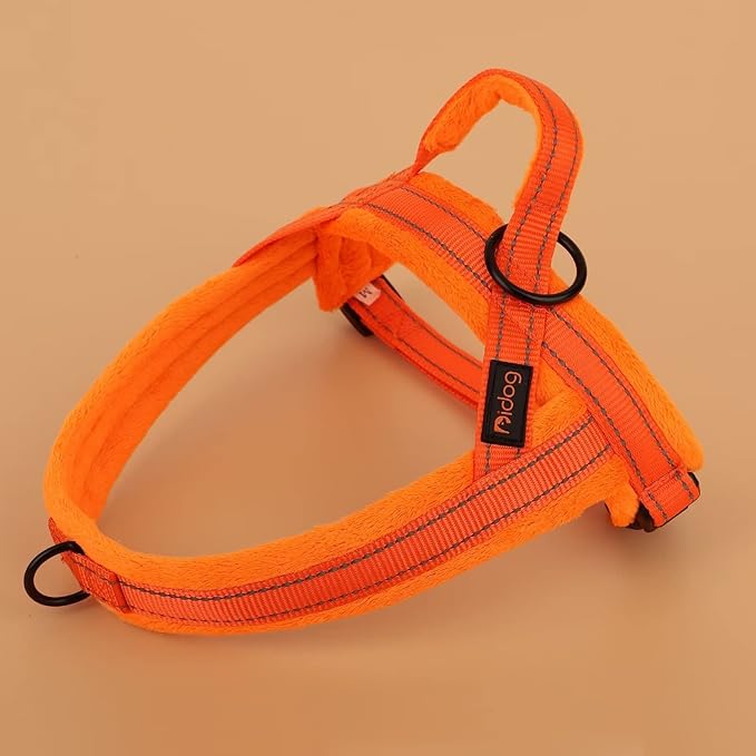 Didog Soft Flannel Padded Dog Vest Harness,Escape Proof/Quick Fit Reflective Dog Strap Harness, Easy for Training Walking(M:Chest 21-26", Orange)