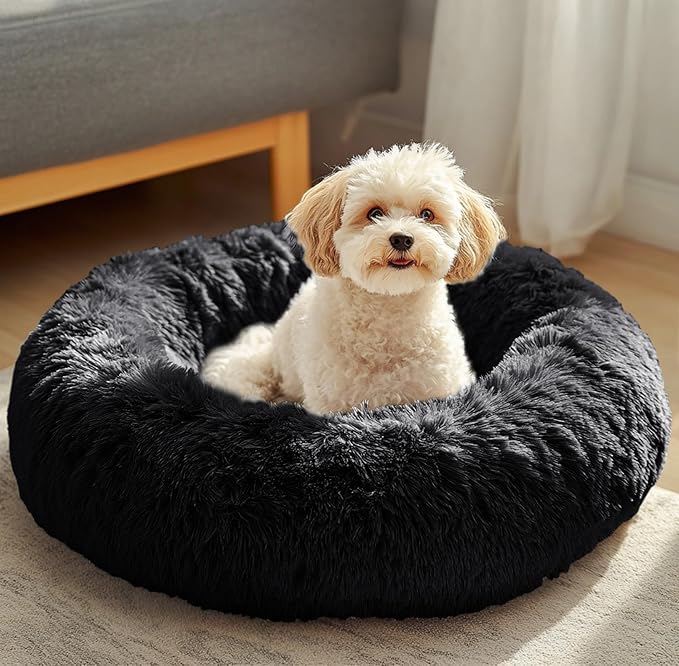 JOLLYVOGUE Dog Beds, Calming Small Dog Bed, Anti-Anxiety Dog Bed for Small Dogs, Fluffy Donut Dog Bed, Cozy Dog Cat Cushion Bed for Small Medium Dogs and Cats (20")