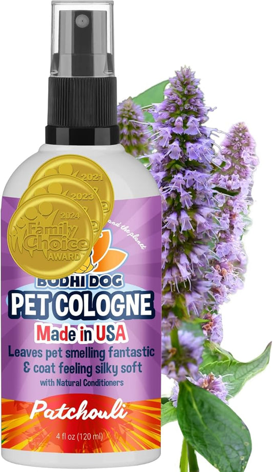 Bodhi Dog Natural Dog Cologne (Patchouli) - Premium Scented Deodorizing Pet Perfume with Conditioner for Dogs & Cats - Keeps Pets Fresh & Clean - Gentle and Safe Formula, Made in USA (4 Fl Oz)