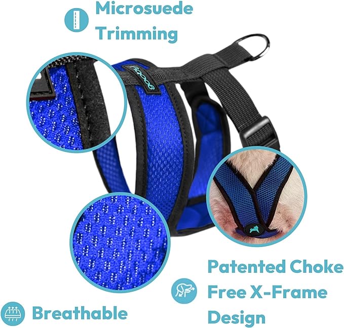 Gooby Black X-Large Polyester Comfort X Harness for Small Dogs, No Pull, Choke-Free, Lightweight Mesh, Machine Washable