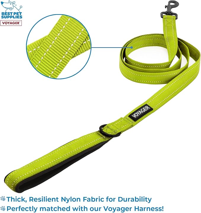 Voyager Step-in Lock Adjustable Cat Harness w. Cat Leash Combo Set with Neoprene Handle 5ft - Supports Small, Medium and Large Breed Cats by Best Pet Supplies - Lime Green/Black Trim, XXS