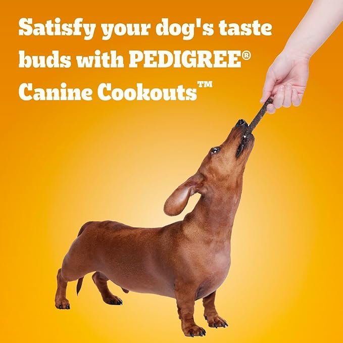 Pedigree Canine Cookout Soft Dog Treats, Chicken Flavored Meaty Sticks and Strips, (2) 18.2 oz Bags