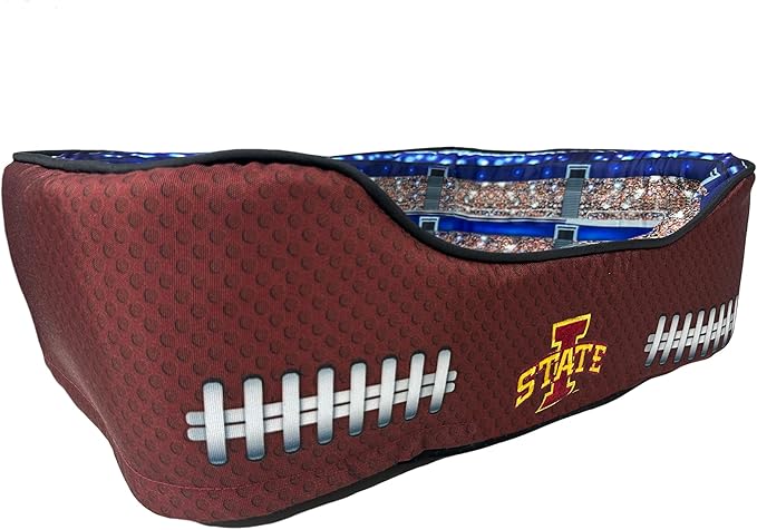 NCAA Iowa State Cyclones Stadium Dog Bed, Pet Pillow Bed for Dogs, Sporty Football Dog Bed and Lounge Cushion