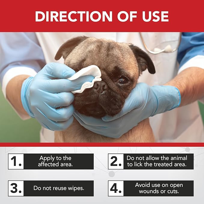 NOVEHA Pet Wipes - Formulated Pet Wipes - for Facial and Finger Folds, Underarms - 3" x 2" Size (300 Counts)