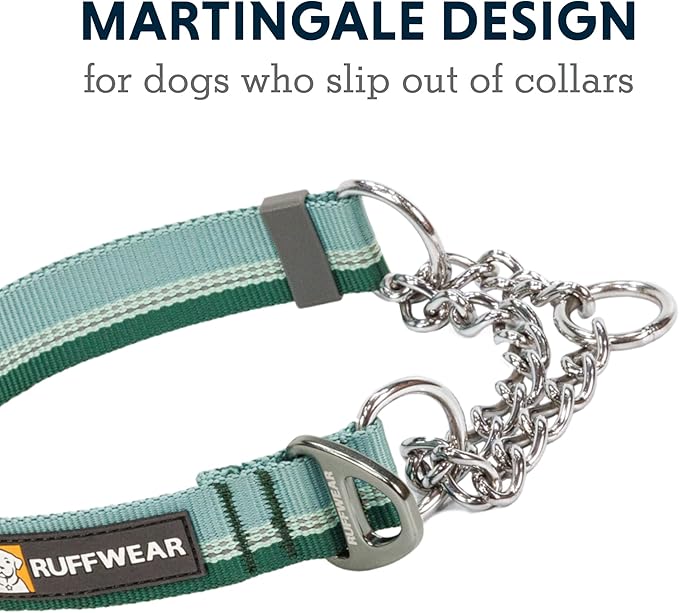 Ruffwear, Chain Reaction Dog Collar, Martingale Style for On-Leash Walking, River Rock Green, 20"-26"