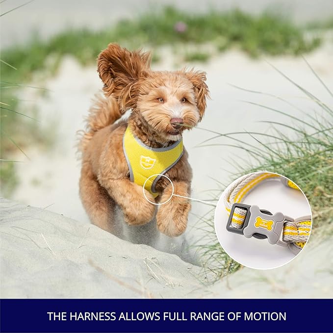 HUGO & HUDSON Dog Harness No-Pull Pet Harness Adjustable Quick Dry Mesh Padded Vest, Yellow, M