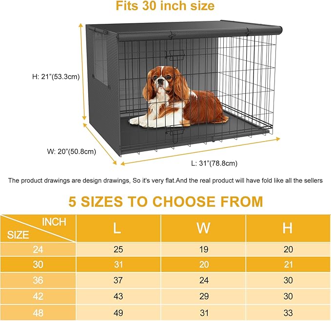Dog Crate Cover-Double Door,Dog Kennel Cover,Crate Covers for Dog Cages-24 30 36 42 48 inches- Heavy Duty Polyester Pet Kennel Cover Universal Fit for Wire Dog Crate (30.0" L x 19.0" W x 21.0" H)