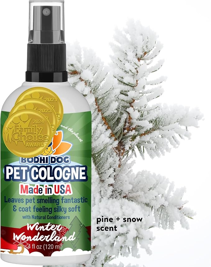 Bodhi Dog Natural Dog Cologne (Winter Wonderland) - Premium Scented Deodorizing Pet Perfume w/Conditioner for Dogs & Cats - Keeps Pets Fresh & Clean - Gentle and Safe Formula, Made in USA (4 Fl Oz)