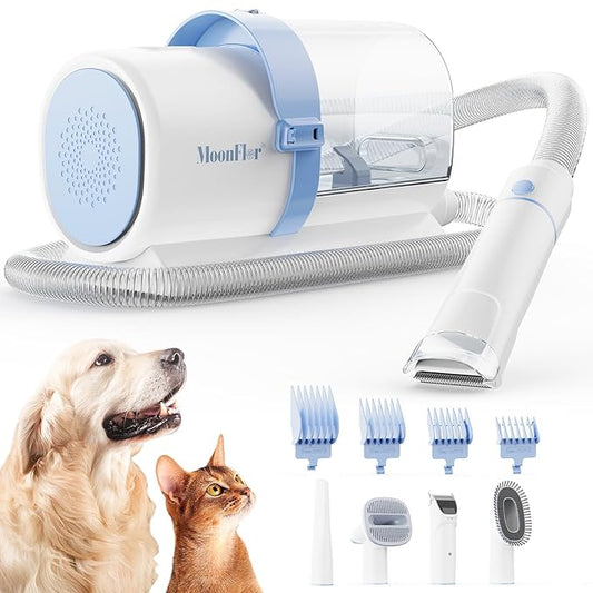 Moonflor Dog Grooming Kit with 2.5L Large-Capacity 10Kpa Vacuum for Shedding, Low Noise Hair Remover with 4 Proven Pet Grooming Supplies, Quiet Hair Clippers Set for Cats & Dogs