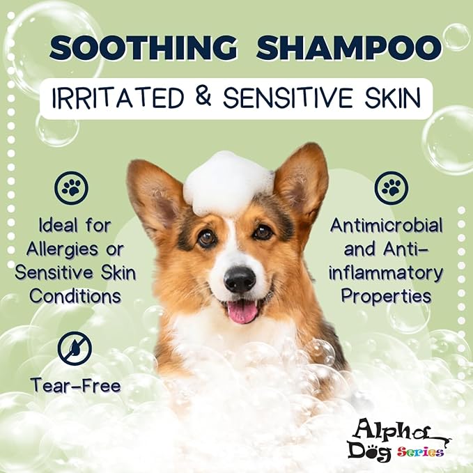 Alpha Dog Series - Grooming Natural Herbal Dog Shampoo, pH Balanced Shampoo for Dogs, Moisturizing Soothing Dog Shampoo for Sensitive Skin - 26.4 fl. oz.