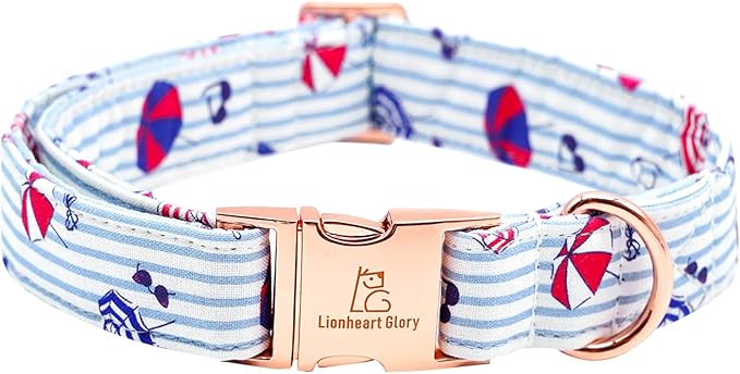 Lionheart glory Dog Collar, Dog Collar Summer Stripe Boy Dog Collar Cute Pet Collar Gift for Medium Dog