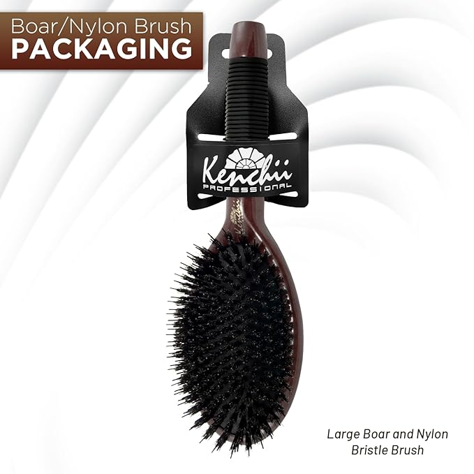 Kenchii Boar and Nylon Bristle Dog/Cat Grooming Brush with One-Piece Maple Body-Choose Size Large, Small (Large)