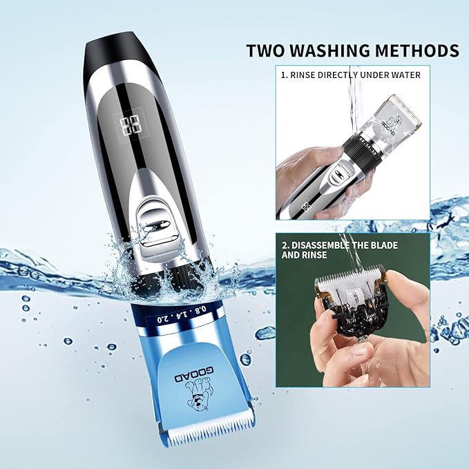 Dog Clippers Grooming Kit and Paw Trimmer,Low Noise, Electric Quiet,Rechargeable, Cordless, Pet Hair Clippers for Thick Coats, Dog Trimmer Grooming Tool, Shaver for Small and Large Dogs Cats