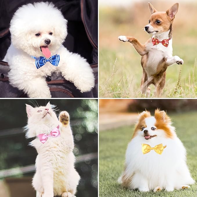 Segarty 60pcs Bow Ties for Dogs, Adjustable Bowtie Collars for Small Medium Pet, Comfortable Cats Neck Bow Tie Large Puppy Cute Neckties Grooming Accessories for Birthday Holiday Wedding Gift