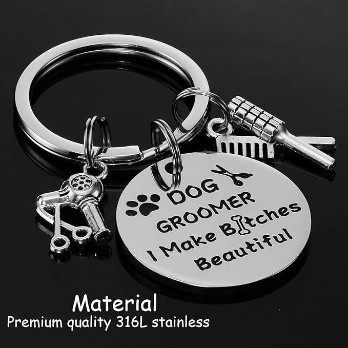 Kivosliviz Dog Groomer Gifts Keychain for Dog Groomers Women Men Key Chains Dog Stylist Presents Dog Grooming Items Pet Hair Groomer Keyring Jewelry Dog Groomer keychain