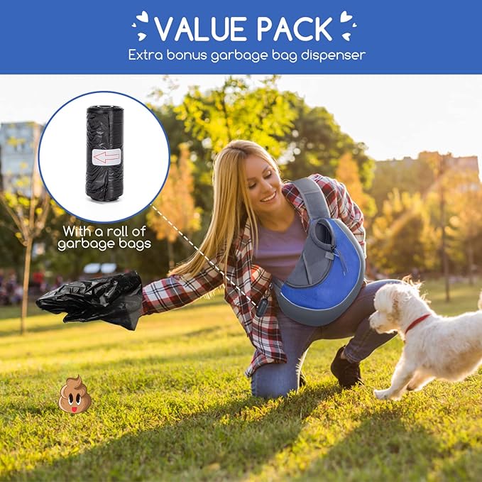 Nobleza Dog Sling Carrier, Mesh Adjustable Pet Sling Puppy Sling Carrier for Small Medium Dog Cat Rabbit (S (up to 5 lbs), Gray Blue)