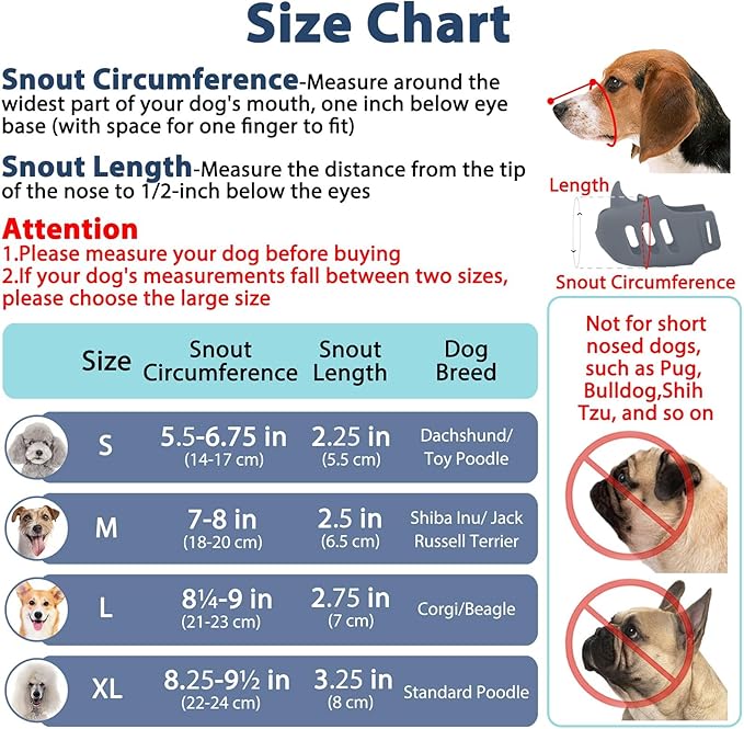 LUCKYPAW Dog Muzzle Soft Muzzle for Small Medium Dog Poodle Dachshund Breathable Silicone Cage Muzzle for Biting Chewing Funny Rhino Muzzle with Adjustable Strap (Grey, S-(Snout Cir:5.5-6.75in)