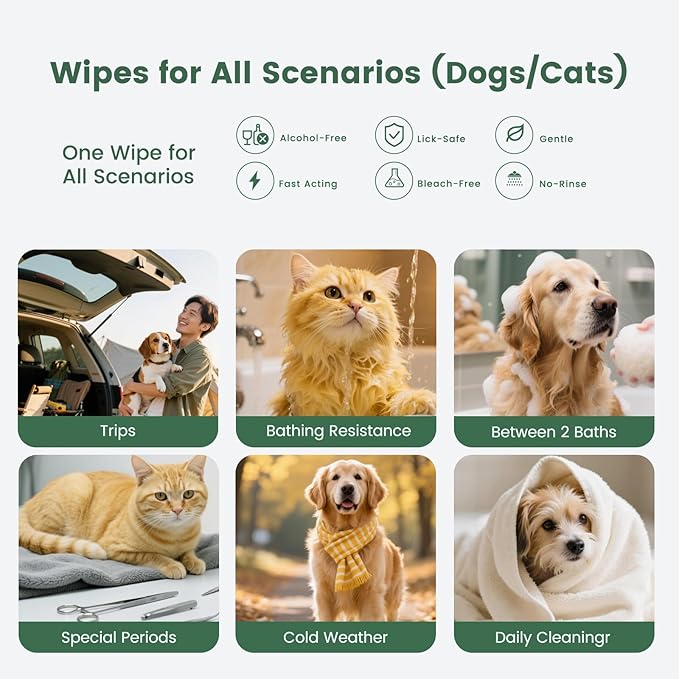 Gardner Pet Extra Thick Pet Glove Wipes for Dogs and Cats, Dog Wipes Cleaning Deodorizing Bath Wipes, Dog Wipes for Paws and Butt, Grooming Cat Wipes, Puppy Wipes, Unscented 8 PCS