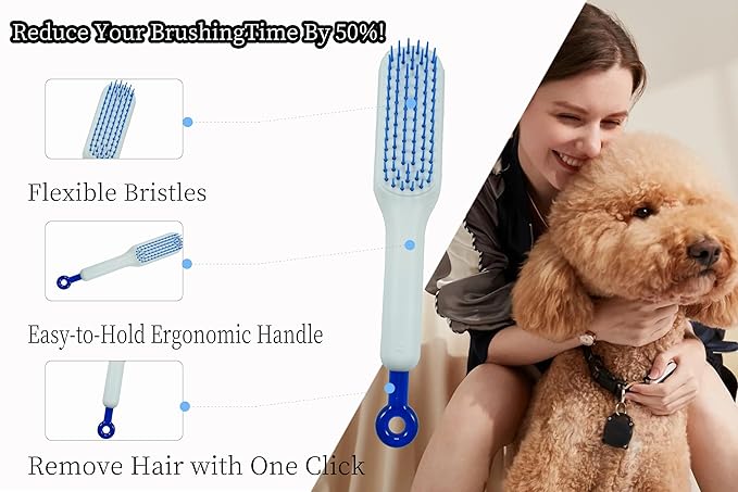 Stretchable Puppy Brush ， Soft Dog Brush - Gentle Grooming Brush for Small Dogs, Perfect for Yorkie, Shih Tzu, Maltipoo ，Dog Hair Remover Brush (White)