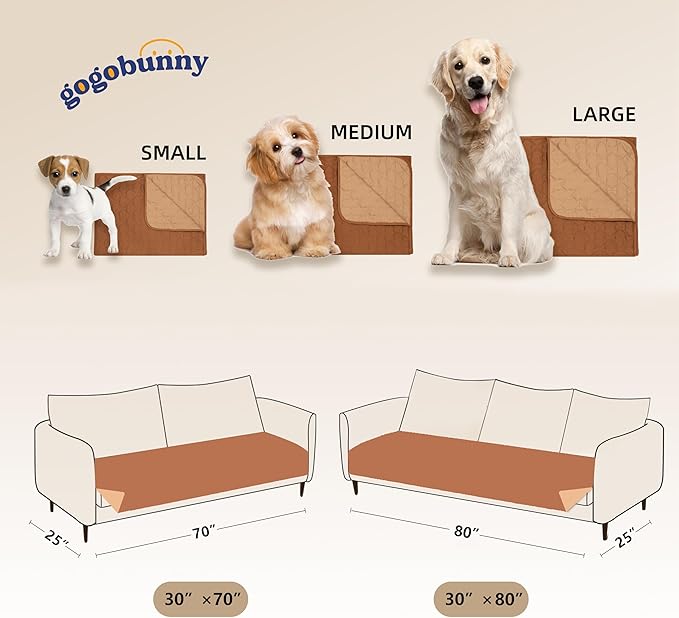 gogobunny 100% Double Sided Waterproof Dog Blanket Soft Pet Bed Cover Reversible Protect Furniture Couch Sofa Car for Puppy Cat Kids (Dark Pumpkin/Light Pumpkin, 30x80 Inch (Pack of 1))