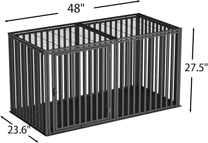 Steel Tube Heavy Anti-Bite Large Dog Crate with Mat Base, 48" L x 28" H Dog Crates for Medium Large Dogs, Big Dog Cage, Dog Kennel, Puppy Dog Playpen with Top, Pet Cage, Indoor, Black2