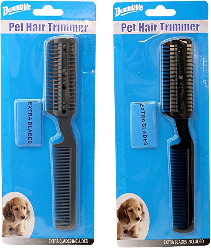 Dependable Industries inc. Essentials 2 Pack Pet Hair Trimmer 2 in 1 Cutter and Comb Grooming Set