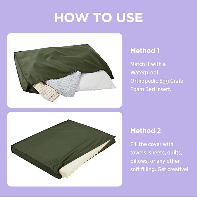 Lesure Water-Resistant Dog Bed Cover - Large Dog Bed Removable Cover, Replacement Washable, Dog Bed Covers for Pet Mat Bed, 36x27x3 Inches
