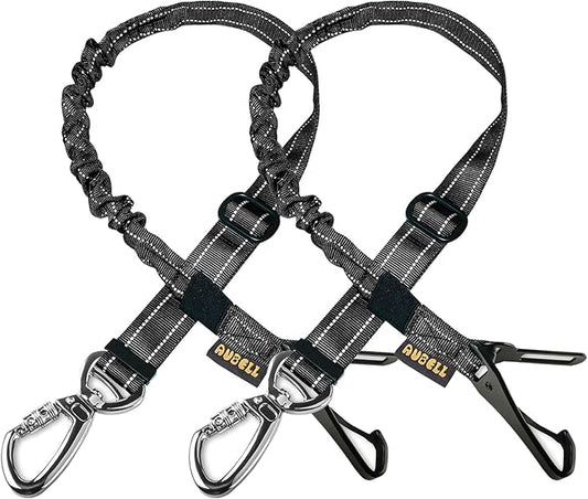 AUBELL Dog Seatbelt, Updated 3-in-1 Pet Car Seat Belt for Dogs, Bungee Dog Car Tether with Clip Hook Latch & Buckle, Heavy Duty Dog Car Harness with Swivel Aluminum Carabiner,Black+Black