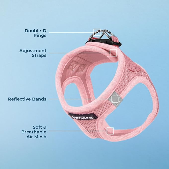 Voyager Step-in Air Dog Harness - All Weather Mesh, Reflective, No Pull Harness for Small, Medium Dogs, Cats - Secure with Hook & Loop Fastener, Buckle, Double D-Rings - Pink, XS