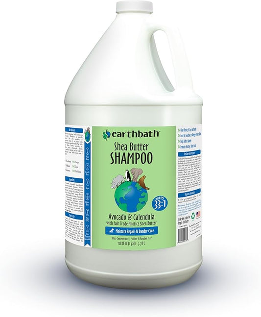 earthbath Shea Butter Shampoo - Hypoallergenic Dog Shampoo Sensitive Skin, Sensitive Dog Shampoo, Dog Bath Wash, Dander Care, Cruelty-Free, Vegan, Non-GMO, Made in USA, 33:1 Ultra-Concentrated- 128 Oz