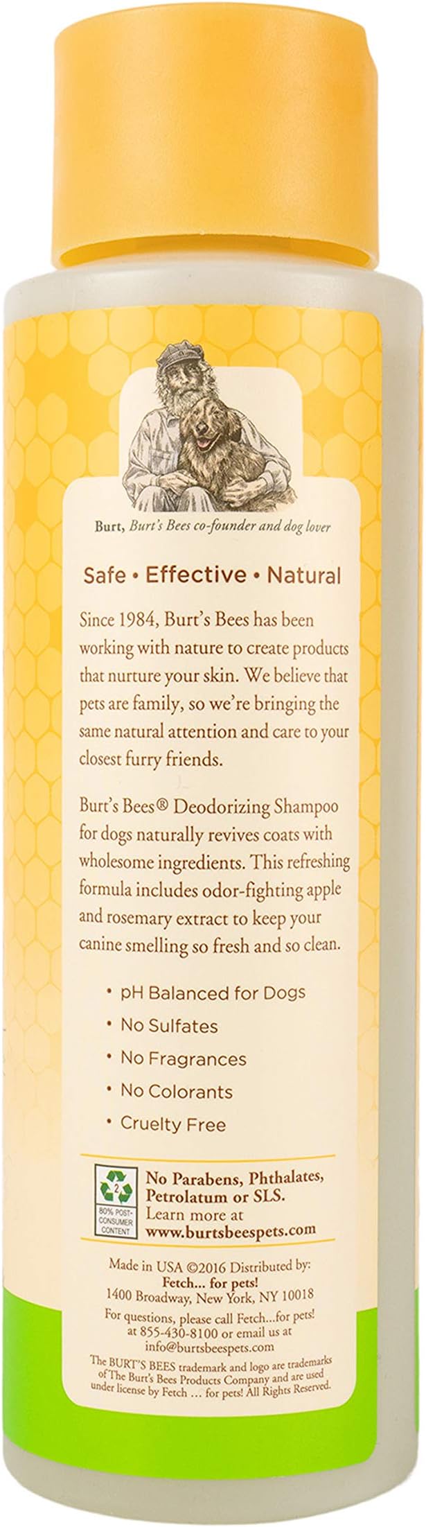 Burt's Bees for Pets Naturally Derived Deodorizing Dog Shampoo with Apple & Rosemary - Dog Shampoo For Odors - Cruelty Free, Formulated without Sulfates and Parabens, Made in USA, 16 Oz - 2 Pack
