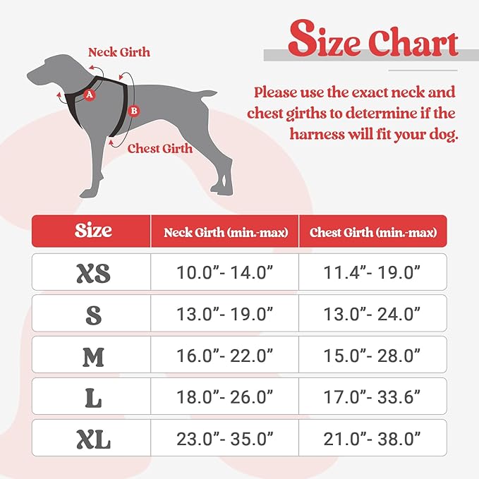 rabbitgoo Dog Harness, No-Pull Pet Harness with 2 Leash Clips, Adjustable Soft Padded Dog Vest, Reflective No-Choke Pet Oxford Vest with Easy Control Handle for Large Dogs, Black & Red, S