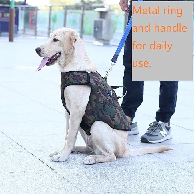 Coodeo Dog Hunting Vest Orange, Camo and Reversible Reflective Dog Tactical Harness Hound Jacket for Protection and Security, 4.5mm Neoprene Waterproof Safety Dog Vest Both Sides to Wear (Medium)
