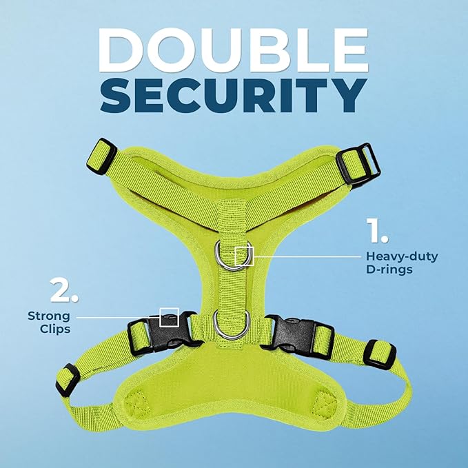 Voyager Step-in Lock Dog Harness w Reflective Dog Leash Combo Set with Neoprene Handle 5ft - Supports Small, Medium and Large Breed Puppies/Cats by Best Pet Supplies - Lime Green, S