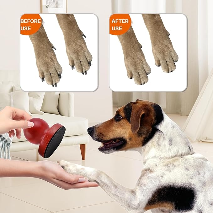 Dog Nail File, Wooden Round No Pressure Dog Nail Trimmers with 3 Replaceable Sandpapers for Stressfree Nail Trimming, Professional Relaxing Dog Nail Scratch Board