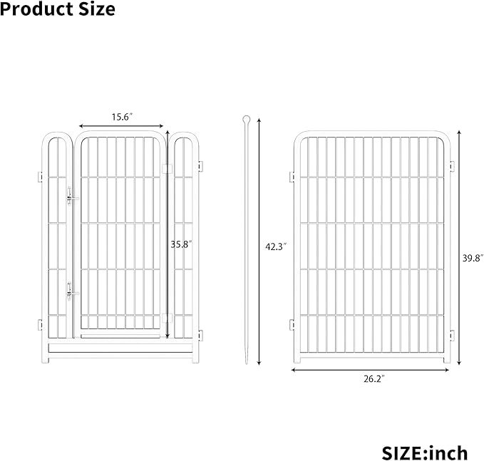 40" H Dog Crate Dog Playpen 8 Panels Furniture Heavy Duty Dog Fence Door with Side Openings,for Large Medium Small Dogs Indoor Outdoor Foldable Pet Exercise Pen,Black