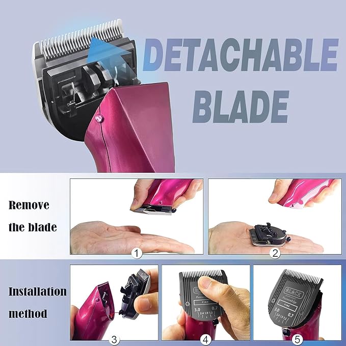 Adjustable 5 in 1 Blades Compatible with WAHL Arco,Bravura .Chromado，Creativa，Figura Dog Clippers for Dogs Grooming(Black/3PC)