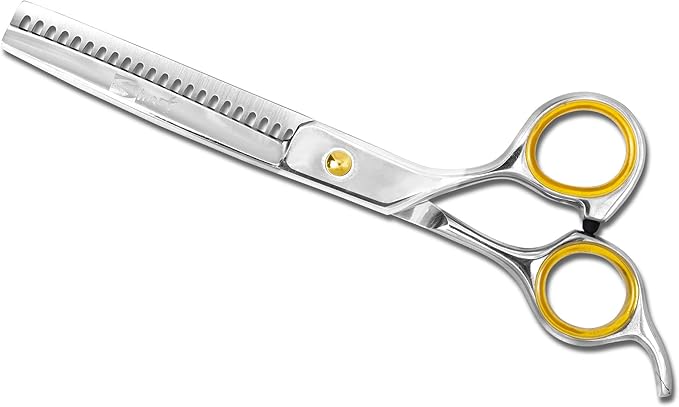 Sharf Professional Thinning Shears: Sharp 440C Japanese Steel Chunkers, 6.5" 22-Teeth Gold Touch Dog Grooming Scissors with Easy Grip Handles